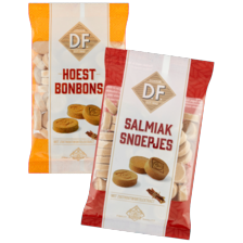 DF salmiak snoepjes, hoestbonbons of Fortuin English peppermint
